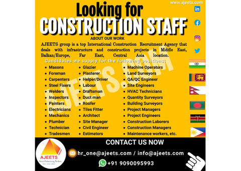Looking for Construction Management Staffing Agency in India