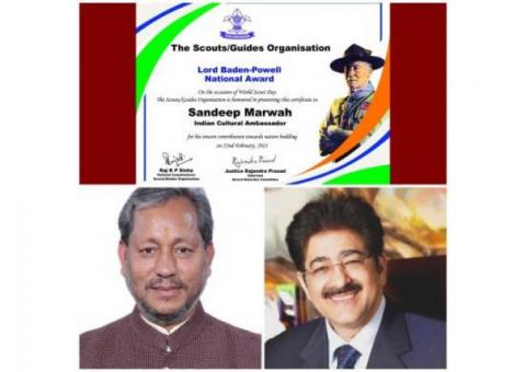 Sandeep Marwah Honored with Lord Baden Powell National Award