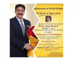 Sandeep Marwah Honoured by Confederation of World Religion