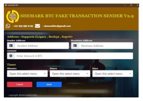 THIS SOFTWARE IS DESIGNED TO SEND FLASH BITCOINS.