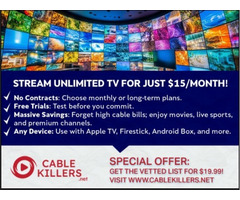 Stream unlimited TV $15 per MONTH