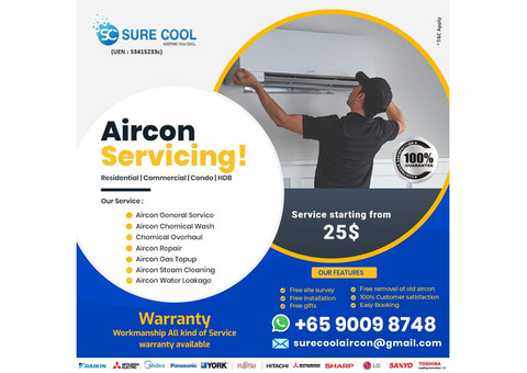 Aircon Service $25 (DAIKIN/MITSUBISHI/MIDEA/PANASONIC)