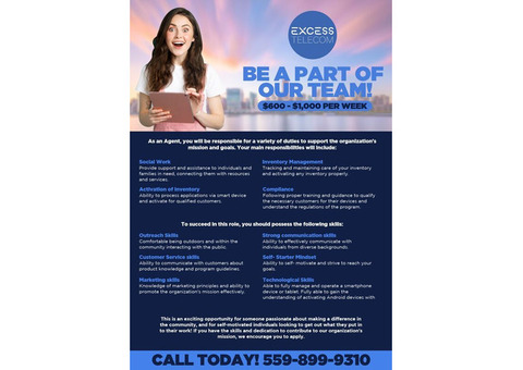 BE A PART OF OUR TEAM ($600-$1,000 PER WEEK)
