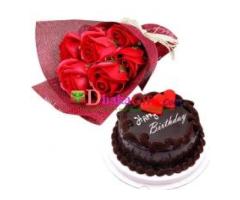 Send Birthday Flowers With Cake Dhaka