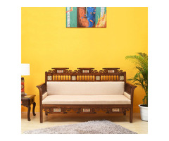 Timeless Luxury: Teak Wood 3-Seater Sofa for Sale!