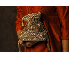 Handmade Bridal Fashion Indian Potli Bag [Gold]