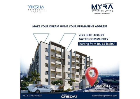 Gated community flats for sale in Kompally | Myra Project