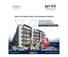 Gated community flats for sale in Kompally | Myra Project