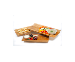 BALI TEAK COLLECTIVE - TEAK WOOD SNACK SERVING TRAY SET