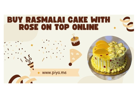 Buy Rasmalai Cake With Rose On Top Online