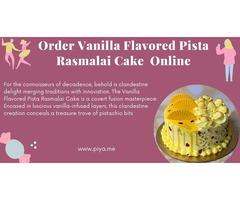 Order Vanilla Flavored Pista Rasmalai Cake  Online