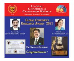 Global Consumer Excellency Award 2021 to Sandeep Marwah