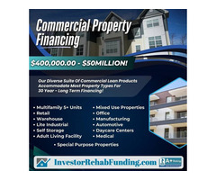 COMMERCIAL PROPERTY FINANCING – ALL TYPES - $ 400K to $50MILLION!