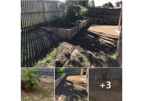 Garden retaining wall and turf prep for seeding