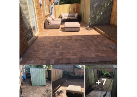 Courtyard paving and boundary fencing in East Brisbane