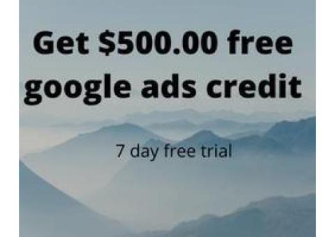 Get $500.00 free google ads traffic credit