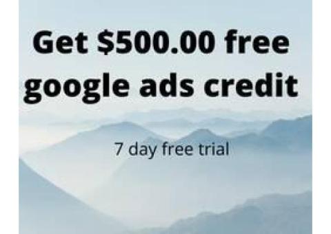 Get $500.00 free google ads traffic credit