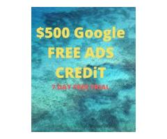 Get $500.00 free google ads traffic credit