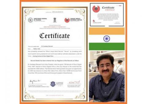 4th World Record of Sandeep Marwah Recognised by Unique World Records