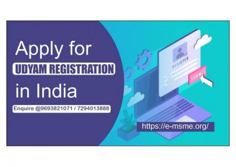 Apply for udyam registration in India @9693821071 & 7294013888