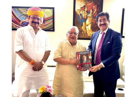 Dr. Sandeep Marwah Presents Books to Shri Kalraj Mishra Ji on Asian