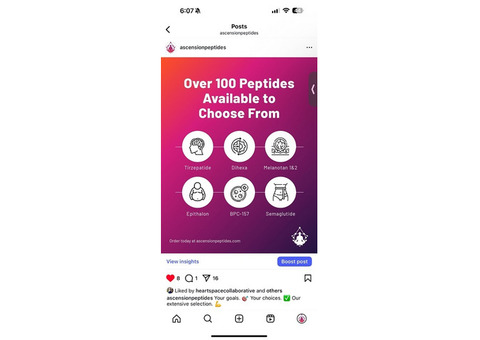 Ascension Peptides Discount on 100+ Peptides - 99%+ Purity -TN