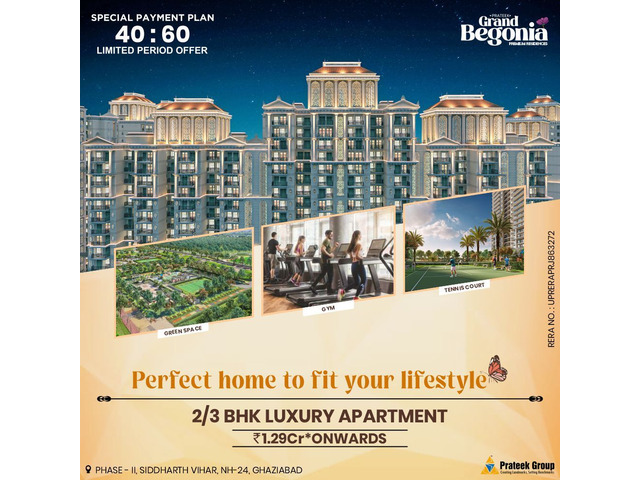 3 BHK Apartment in Ghaziabad| Prateek Grand Begonia