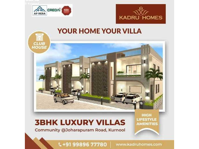3BHK Luxury Villas In Kurnool | Gated community villas for sale