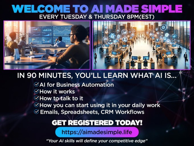 AI Made Simple 90 Minute Training Course / Get Registered Today! - 1/1