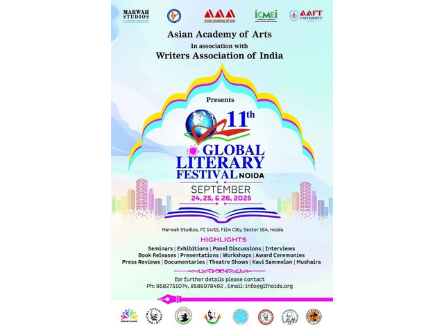 11th Global Literary Festival Noida 2025 Fixed for 24th to 26th Sep
