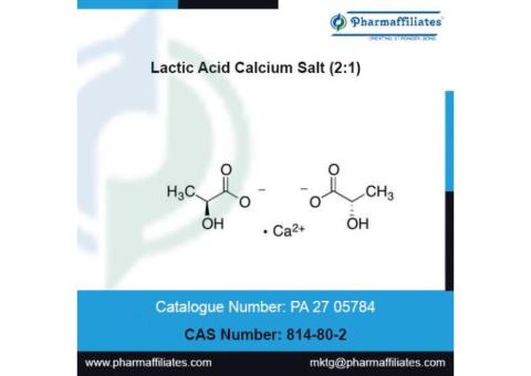 Lactic Acid Calcium Salt (2:1), CAS No : 814-80-2