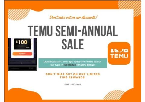 Temu Limited time sale