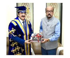Dr. Sandeep Marwah Presents His Biographies to H.E. Ramen Deka