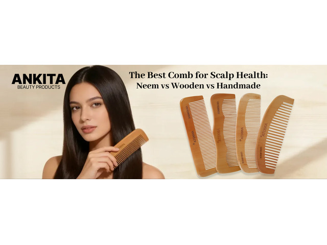 Natural Neem & Wooden Handmade Hair Combs for Healthy Hair