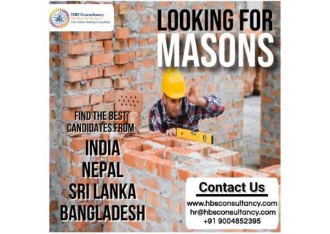 Contact Us for well-skilled Masons from India, Nepal