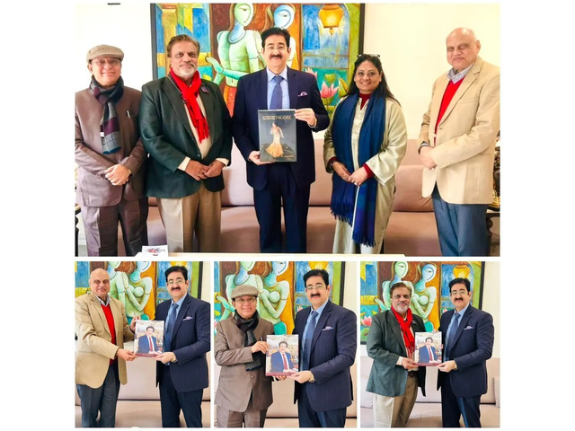 Dr. Sandeep Marwah Presents His Book to Eminent Writers
