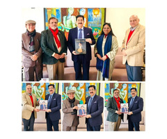 Dr. Sandeep Marwah Presents His Book to Eminent Writers