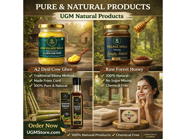 Buy Pure A2 Desi Cow Ghee, Raw Jungle Honey, Herbal Soap