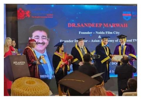 Dr. Sandeep Marwah Conferred with Honorary Doctorate for Outstanding