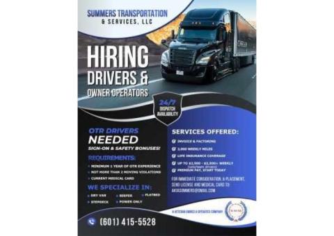 HIRING DRIVERS & OWNER OPERATORS