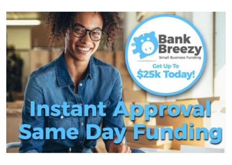 Same Day Business Funding up to $25,000